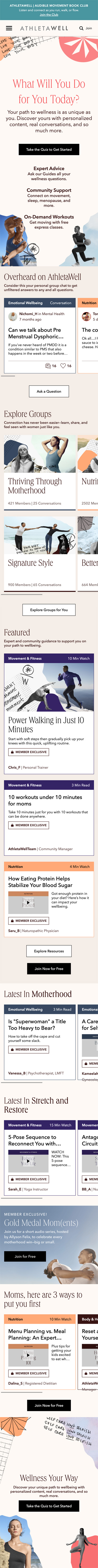 AthletaWell Mobile Homepage Design